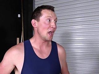Wrestling hunk barebacks cosplay buddy after wrestling round