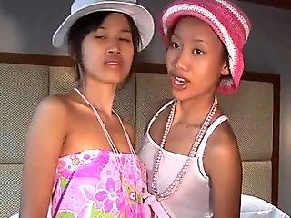 Cutie Zoe 18 and Saya 18 lick cock and kiss