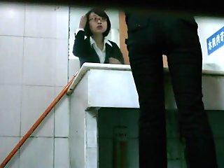 Redhead Japanese girl makes a quick piss on hidden cam