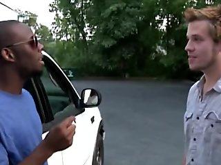 Nasty white guy gets his ass rocked by black stud