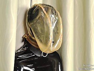 [fx-tube com] Two layers latex hood air contral and