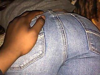 Thick Asian college girl with soft bubble butt groped in jeans